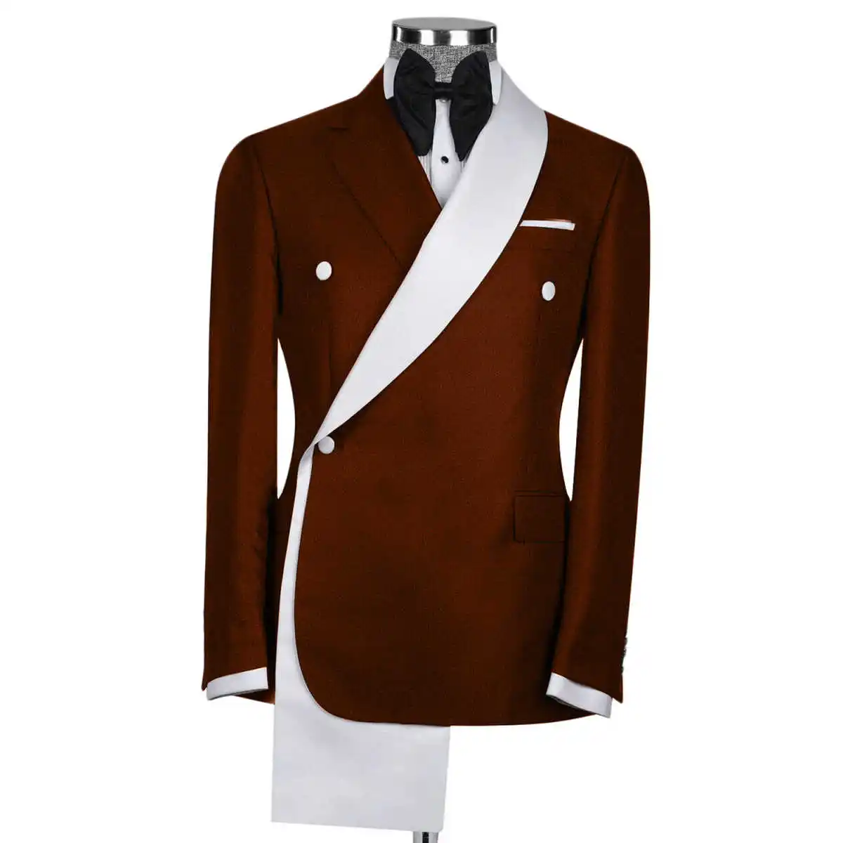 

Hot Selling Men's Irregular Collar Black and White Spliced One Button Suit Jacket New Men's Single Piece Coat
