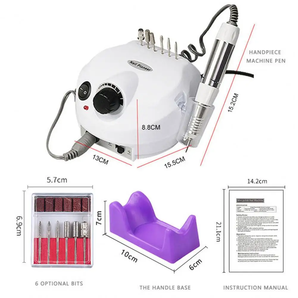 高速電気ネイルグラインダー,プロのマニキュアとペディキュア用のボール盤,6つの研削ヘッド