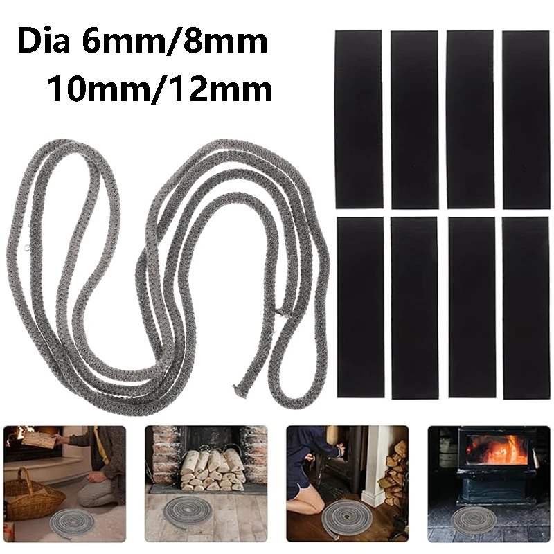 6/8/10/12mm 2M 3M 5M Fiberglass Rope Seal Gasket for Stove High Temp Material Fit Stove Sealing Line Fireplace Glass Graphite