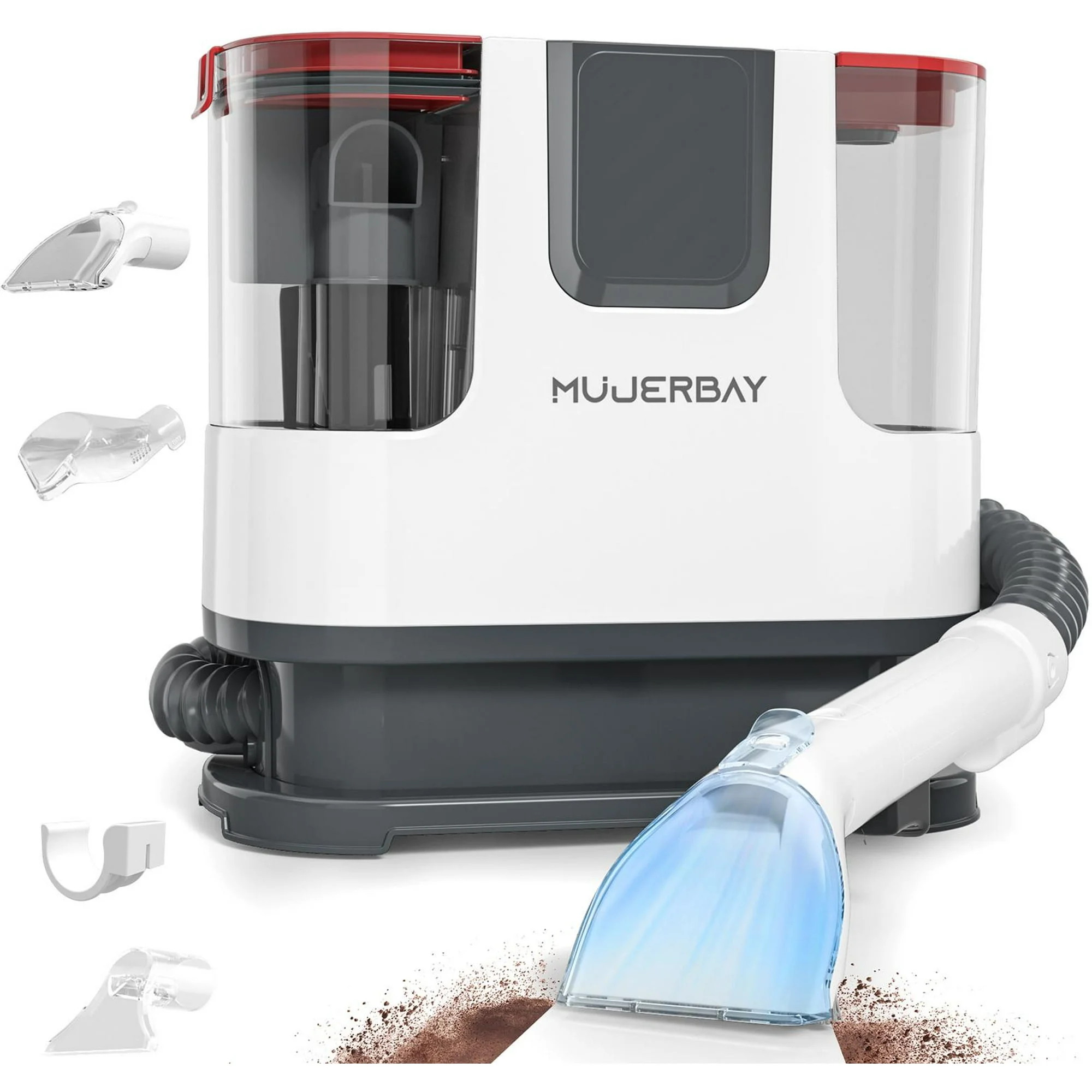 MUJERBAY 12000Pa ポータブルカーペットクリーナー、ソファ、階段、ペットの汚れ用のハンドヘルドスポットクリーナー、1.18インチの深層洗浄