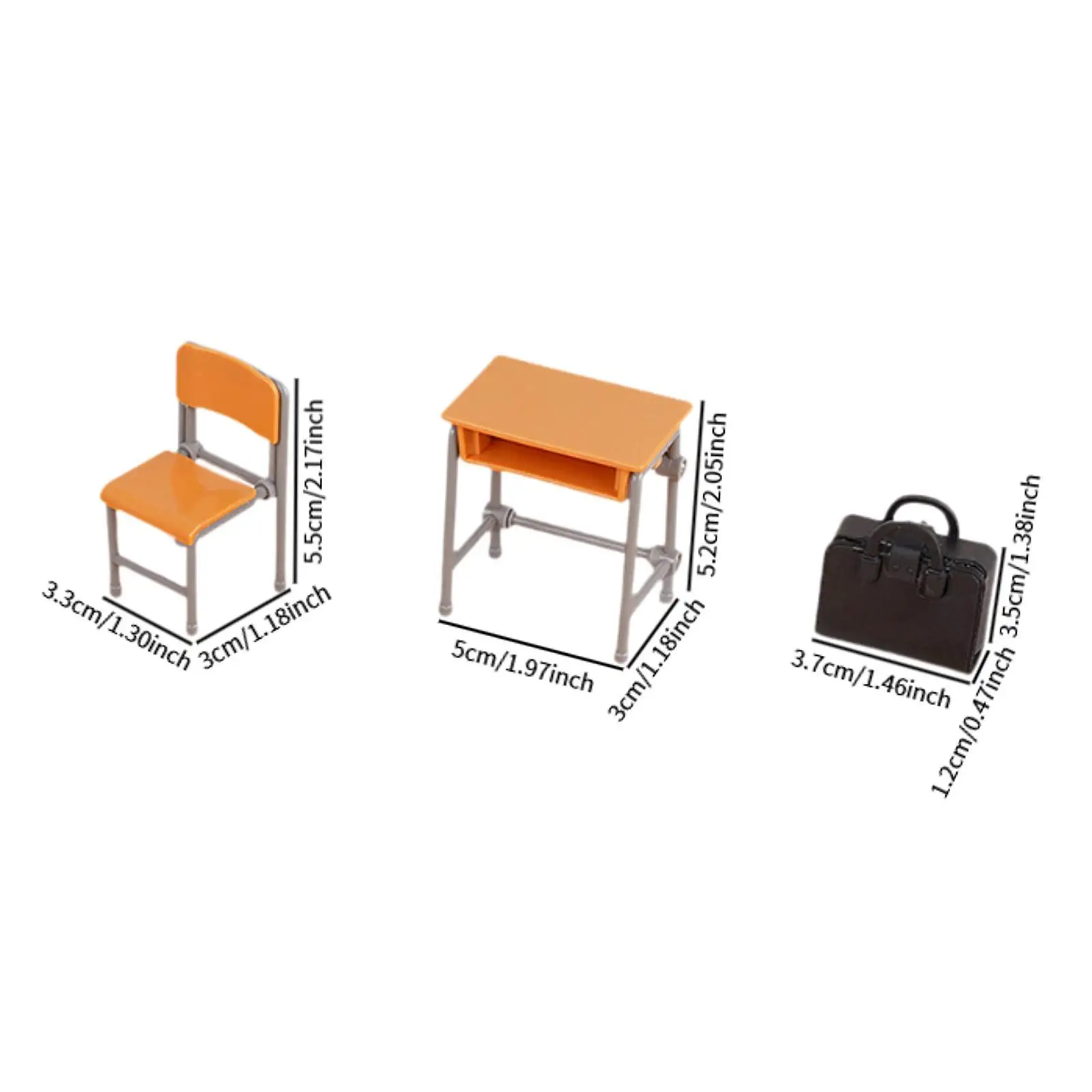 1:12 Dollhouse Classroom Desk Chair Model,Handcraft Simulation Gift,Miniature Dollhouse Furniture Set for DIY Micro Landscape