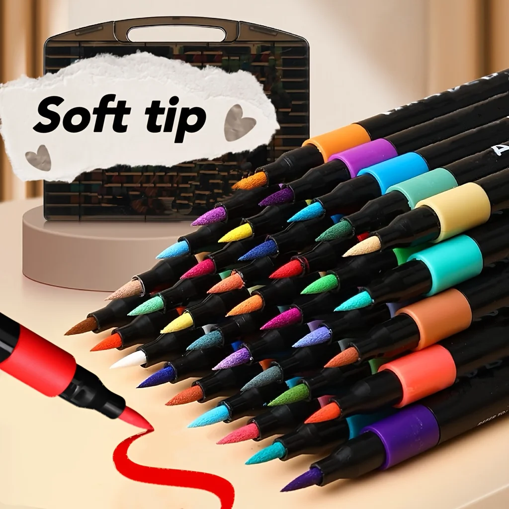 

Soft Brush Tip Acrylic Marker Pens – Vibrant, No Bleeding, Ideal for Canvas, Rock, Wood, Glass, Fabric, DIY Crafts