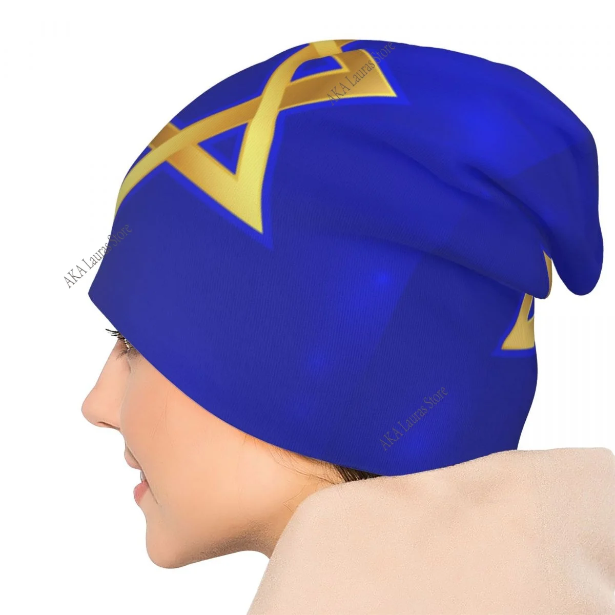 Israelische Flagge David Star Herbst weibliche warme Mützen doppelt verwendete Outdoor-Mütze Hüte