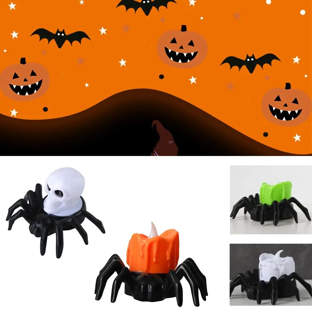 Creative Spider Back Candle Halloween Decoration Horror Props ABS Spider Lamp LED Electronic Luminous Spider Photography Props