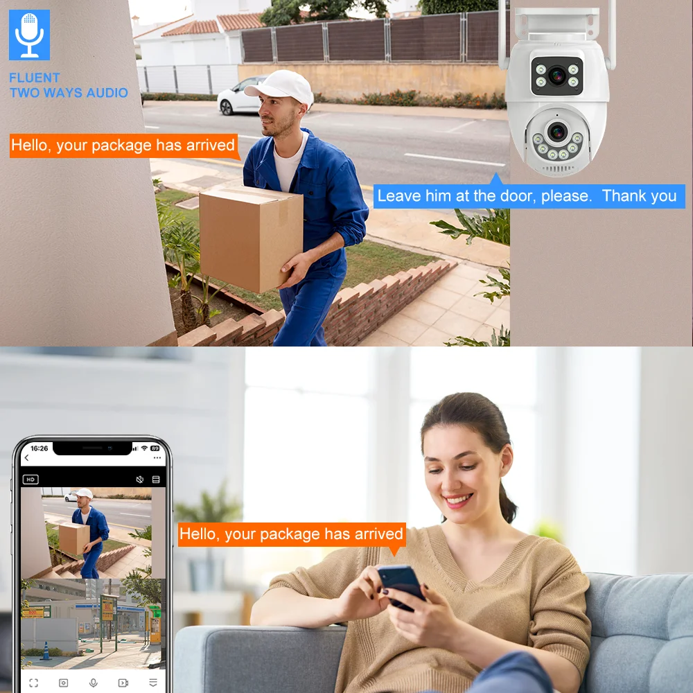 Tuya 8mp hd wifi câmera ptz ao ar livre lente dupla tela dupla ai rastreamento automático câmera ip suporte cor função de visão noturna cctv
