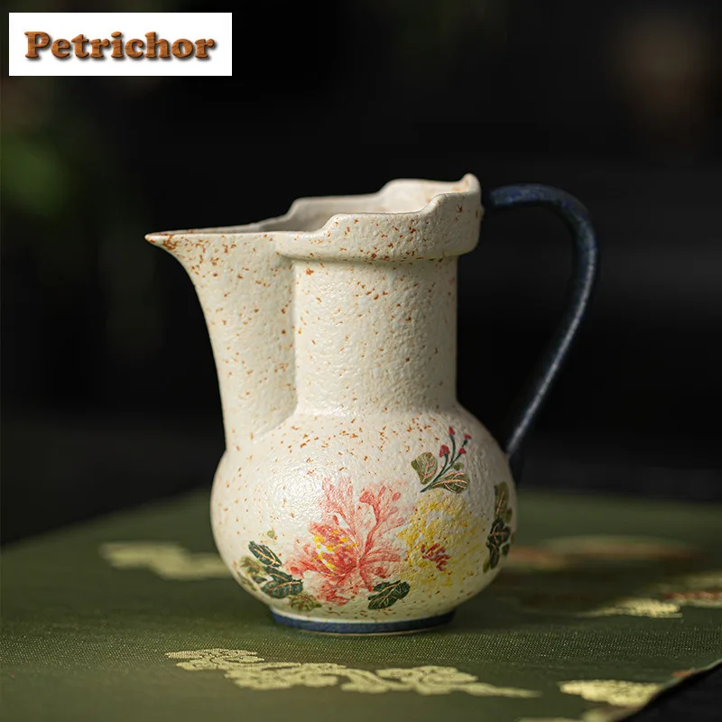 

210ml Hand-painted Blue And White Flint Red Peony Tea Pitcher Divide Tea Cha Hai Dispenser Justice Cup Fair Mug Teaset Supplies