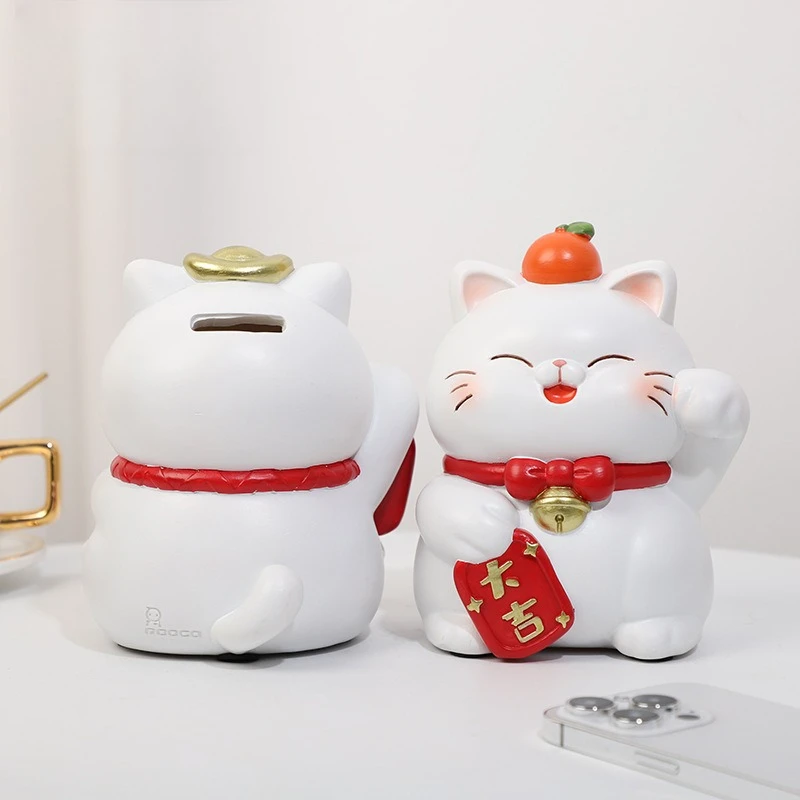 1 قطعة محظوظ المال القط الراتنج الحرفية عملة البنك الإبداعية ديكور المنزل مكتب زخرفة هووسورمينغ هدية آمنة المواد الغلاف الجوي