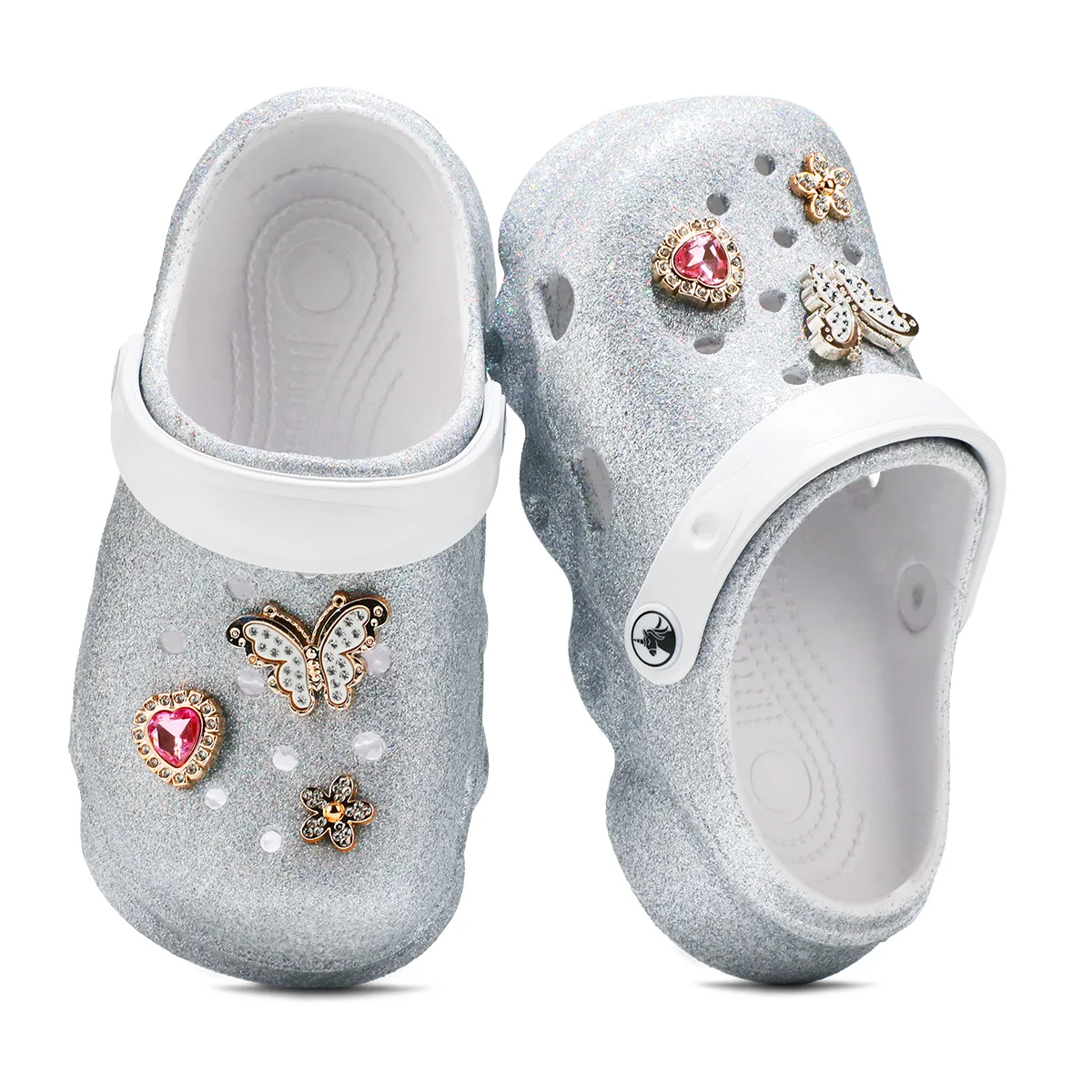 Kids' Glitter Clog, Lightweight EVA Garden Shoes, Waterproof Non-Slip Sandals, Comfortable Slip-On Shoes for Indoor Outdoor 1214