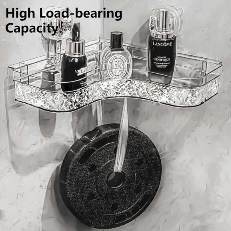 Suction Cup Bathroom Storage Rack Wall Mounted Shower Corner Shelf Punch-Free Organizer Holder Bathroom Accessories