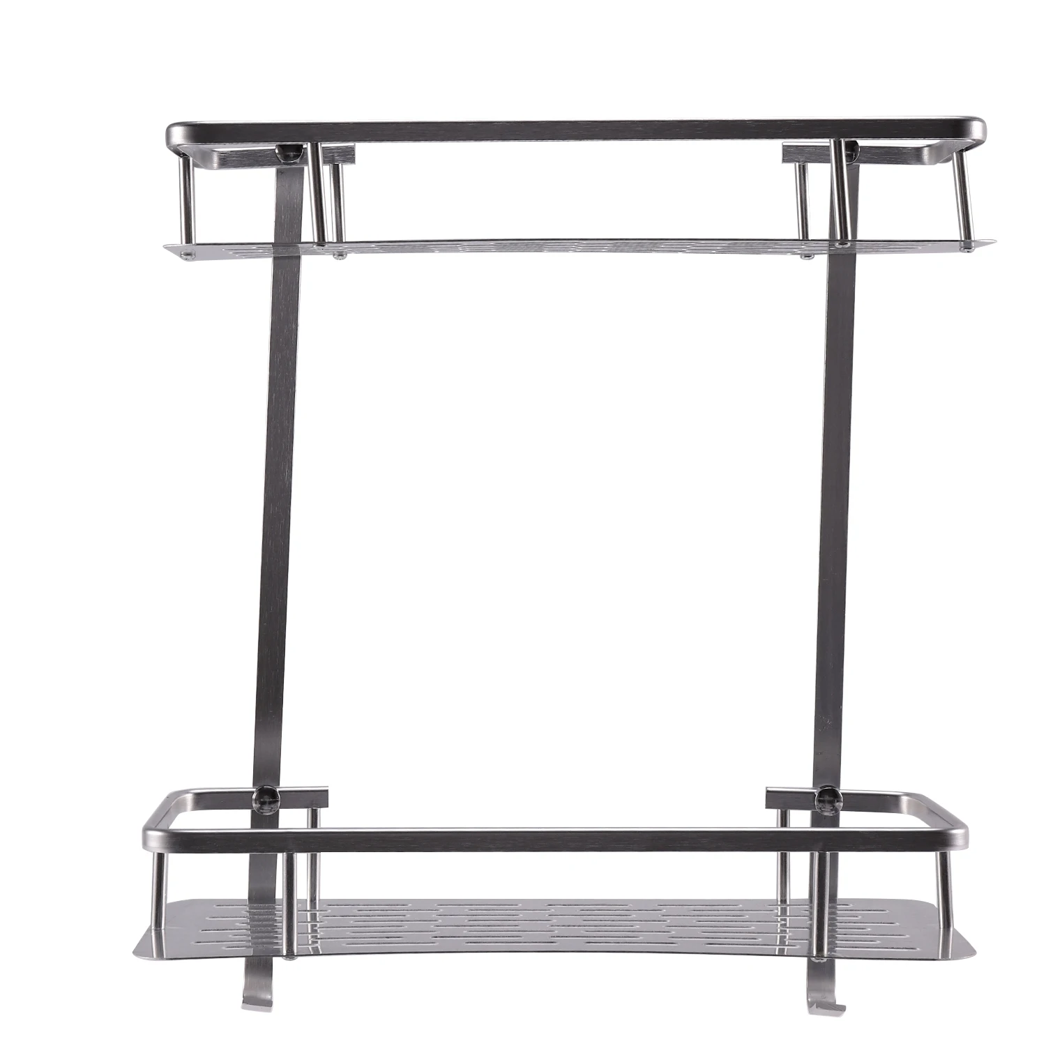 Aluminum Wall Mounted Dual 2 Tier Bathroom Shower Bath Shelf Rack Holder Caddy