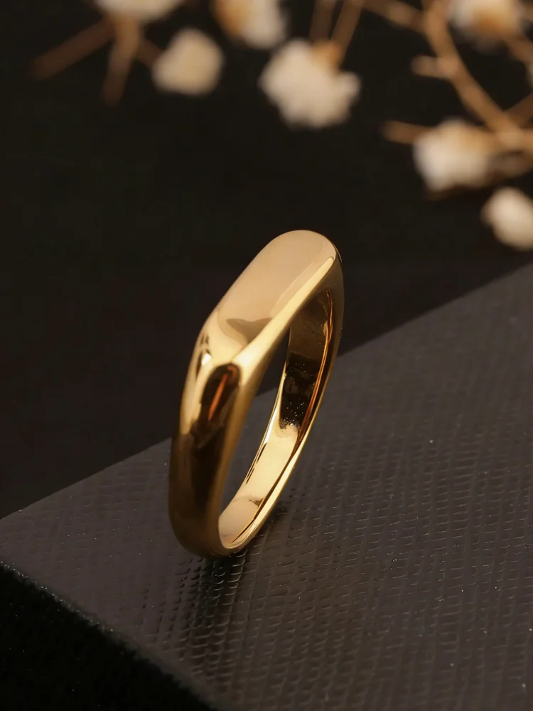 1 Piece Geometric Smooth Long Strip Signet Ring in 18K Gold Stainless Steel, Versatile, Elegant, Fashionable, and Unique, Suitable for Women and Men for Daily Wear or Parties, Gift for Girlfriend, Gift for Good Friends