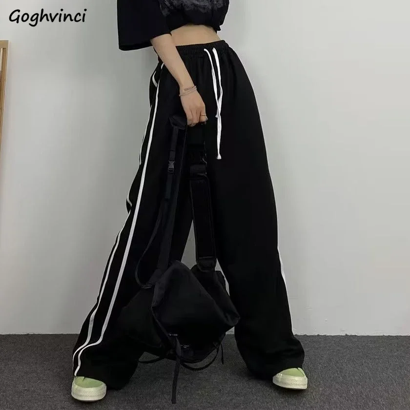 Casual Pants Women High Waist Side-stripe Design All-match Streetwear Ulzzang Chic Popular Basic Daily Cozy Spring Trousers Ins