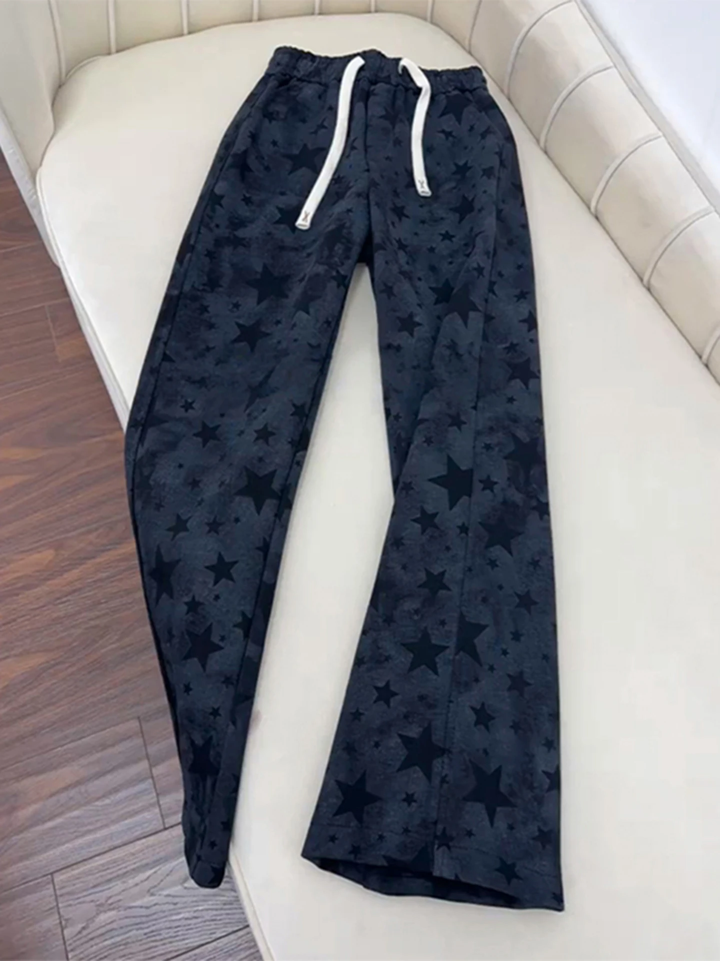 American Dyed Stars And Knives Men's Sweatpants Autumn Trendy Straight Casual Sports Pants High Waist Long Trousers Youth ...