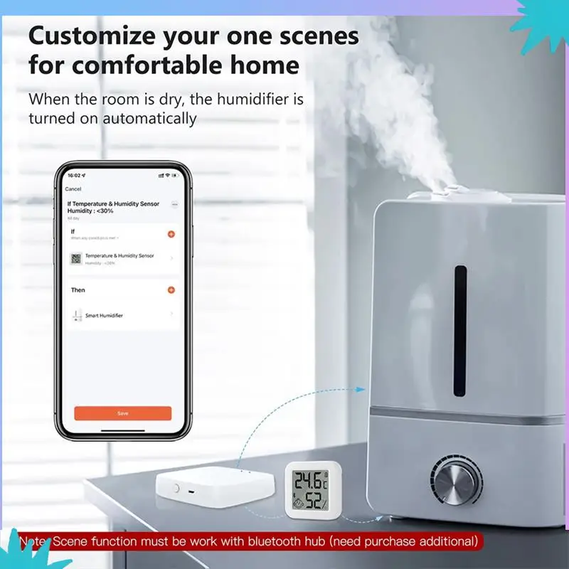 ABZW Aplikasi Sensor Detektor Suhu dan Kelembapan Zigbee Pintar Pemantauan Waktu Nyata Tampilan Layar LCD Berfungsi ABS 1 SET