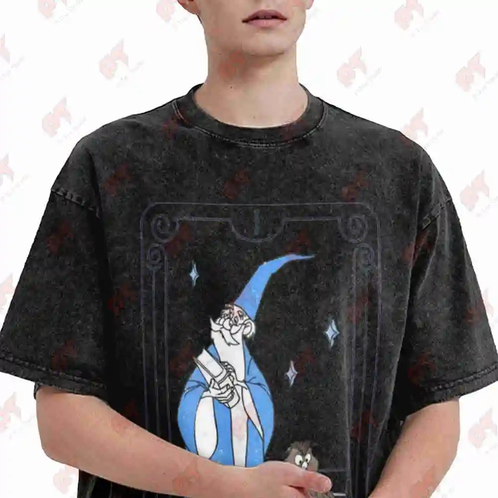 Merlin Archimedes Vintage Washed Tee Pure Cotton T-Shirt