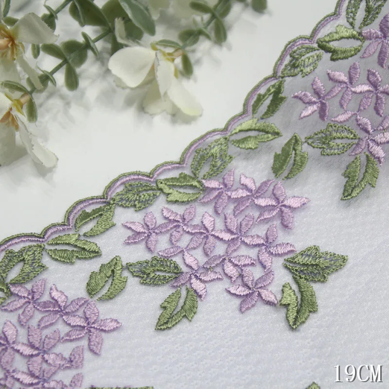 29Yards Purple Floral Embroidery Tulle Lace Fabric Lingerie DIY Soft Net Lace Trim Mesh Lace for Dress Sewing Craft