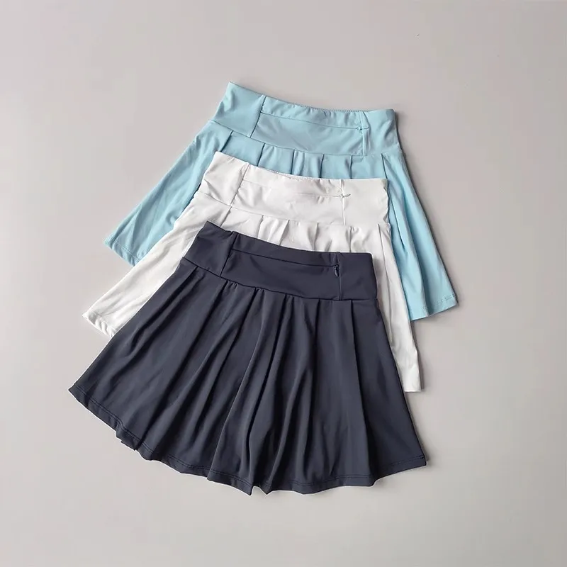Neues Damen-Sommer-Tennis-Outfit, Kurzes Poloshirt, Kurzärmeliges Sporttop Kombiniert mit Plissiertem Anti-Blend-Rockhosen-Set – Detail 9