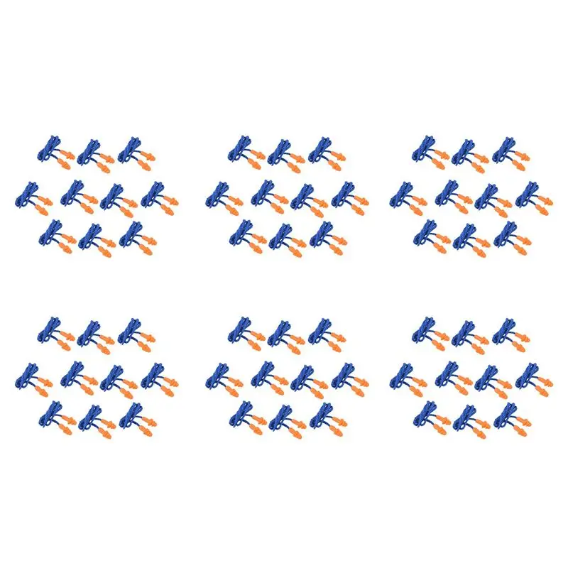 AA08-60 Pcs Safety Silicone Soft Ear Plugs - Hearing Protection Muffs With Cord - Noise Reduction Blue Orange