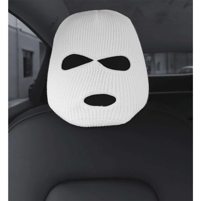 Divertente copertura del poggiatesta per auto per Tesla Model 3/Y/S/X decorazione del sedile berretto invernale Halloween Styling passamontagna 3