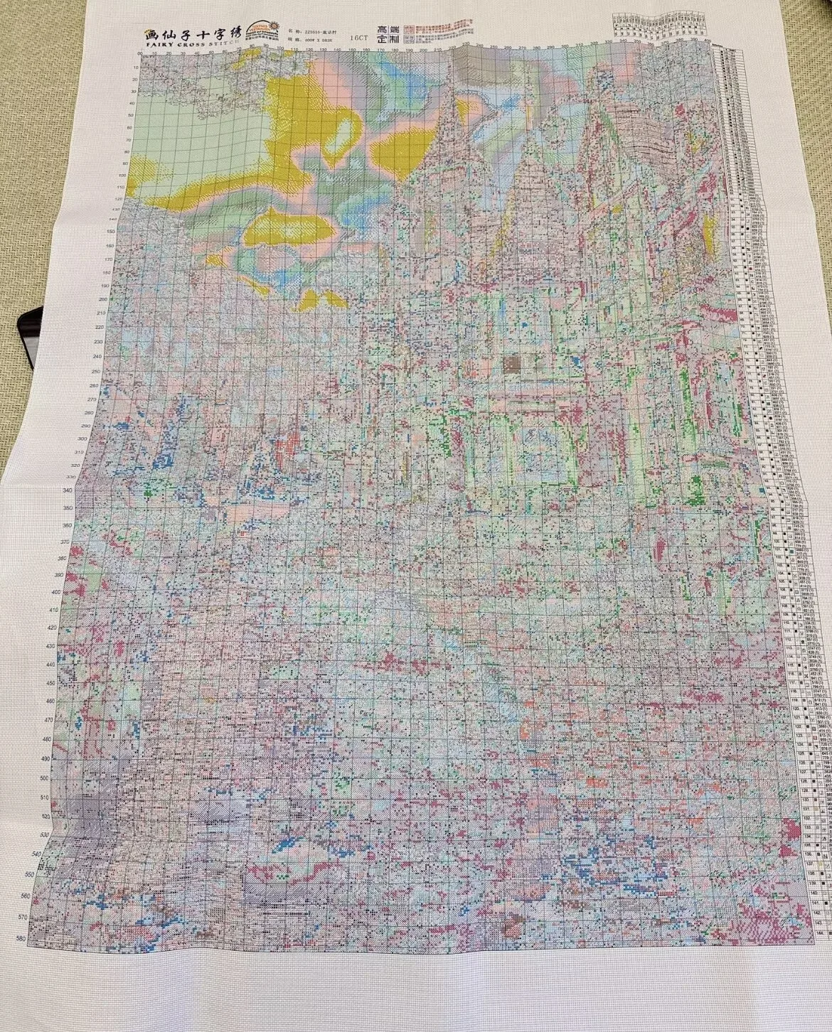 

ZZ5555 Fairy Tale Village 14CT 16CT Printed On Canvas Cross Stitch DIY Set Needlework Embroidery 159 Colors