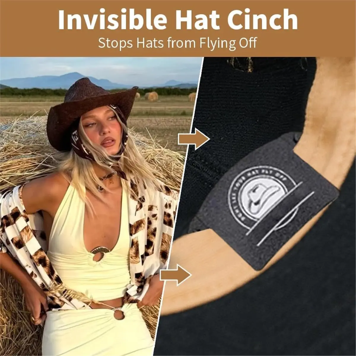 COFA Cowboy Hat Cinch Retainer, Upgraded Hat Cinch for Cowboy Hat, Anti-Slip Rodeo Hat Stabilizer Cowboy Hat Accessories