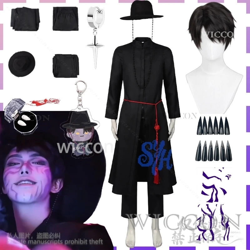 

Jinu Boy Group Sajaboys Cosplay Anime Movie Kpop Demon Handsome Uniform Vampire Goth Punk Long Coat Korea Idol Halloween Suit