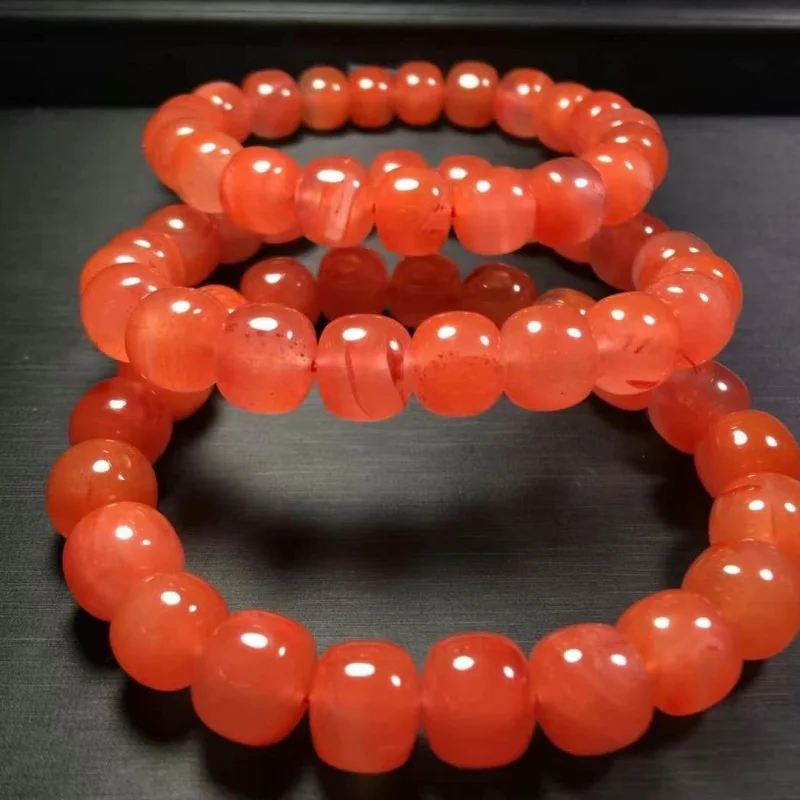 Factory Direct Sales Natural Sichuan Material Agate Cherry Red Old Bracelet Color Rosy Simple Fashion Style