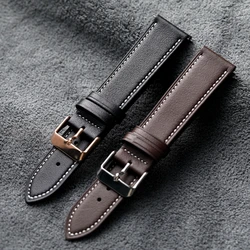 Handmade Soft Brown and Black Head Cowhide Strap, 18 19 20 21 22MM Quick Release Men's Soft Vintage Style Bracelet, Ultra Thin