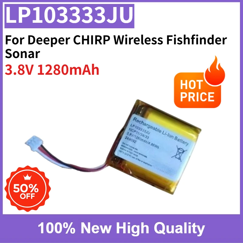 New 3.8V 1280mAh LP103333JU 103333 High Capacity Replaceable Battery For Deeper CHIRP Wireless Fishfinder Sonar Brand New