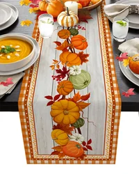 Linen Table Runner Pumpkin Maple Leaf Modern Table Runner Festive Party Wedding Decor Living Room Dining Table Accessories