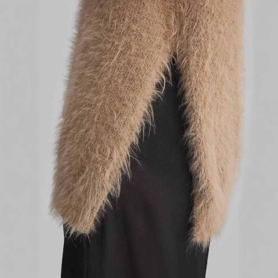 2025 أزياء المرأة ربيع الخريف محبوك أكمام س الرقبة فضفاضة البلوز سترة سترة سحب السيدات الشتاء الياقة المدورة سترة #4