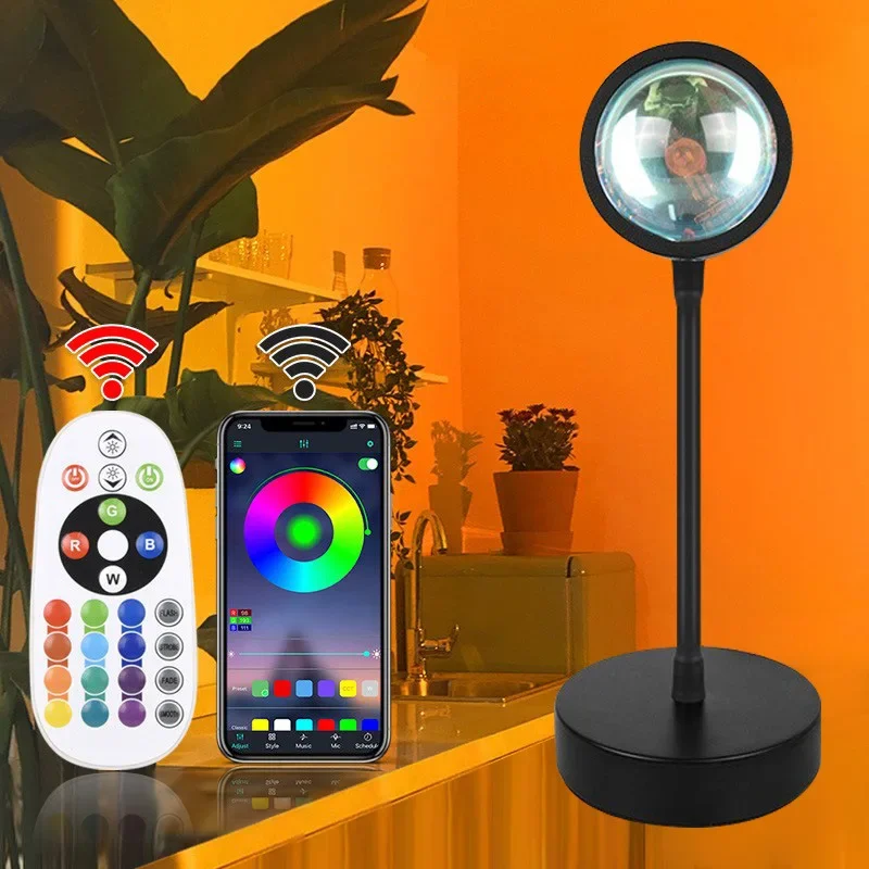 Intelligent APP Remote-controlled Floor Lamps Color-adjusting Sunset Lamp Internet Celebrity Live-stream Background Studio Light