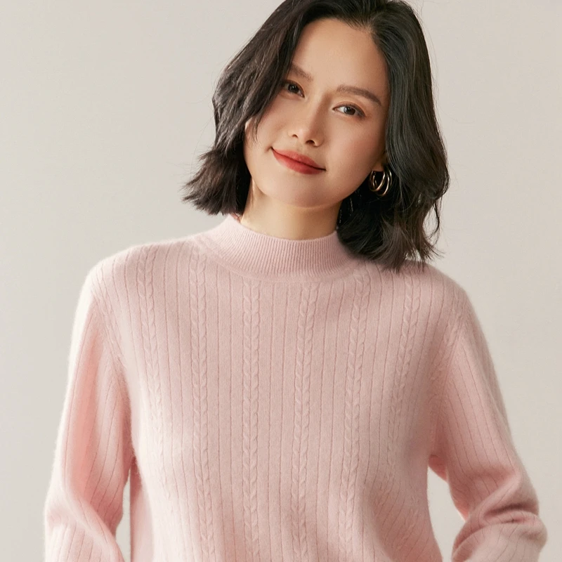 100% чистый кашемир! Женский толстый 12-игольный пшеничный пуловер с половиной и высоким воротником, мягкий и элегантный пуловер