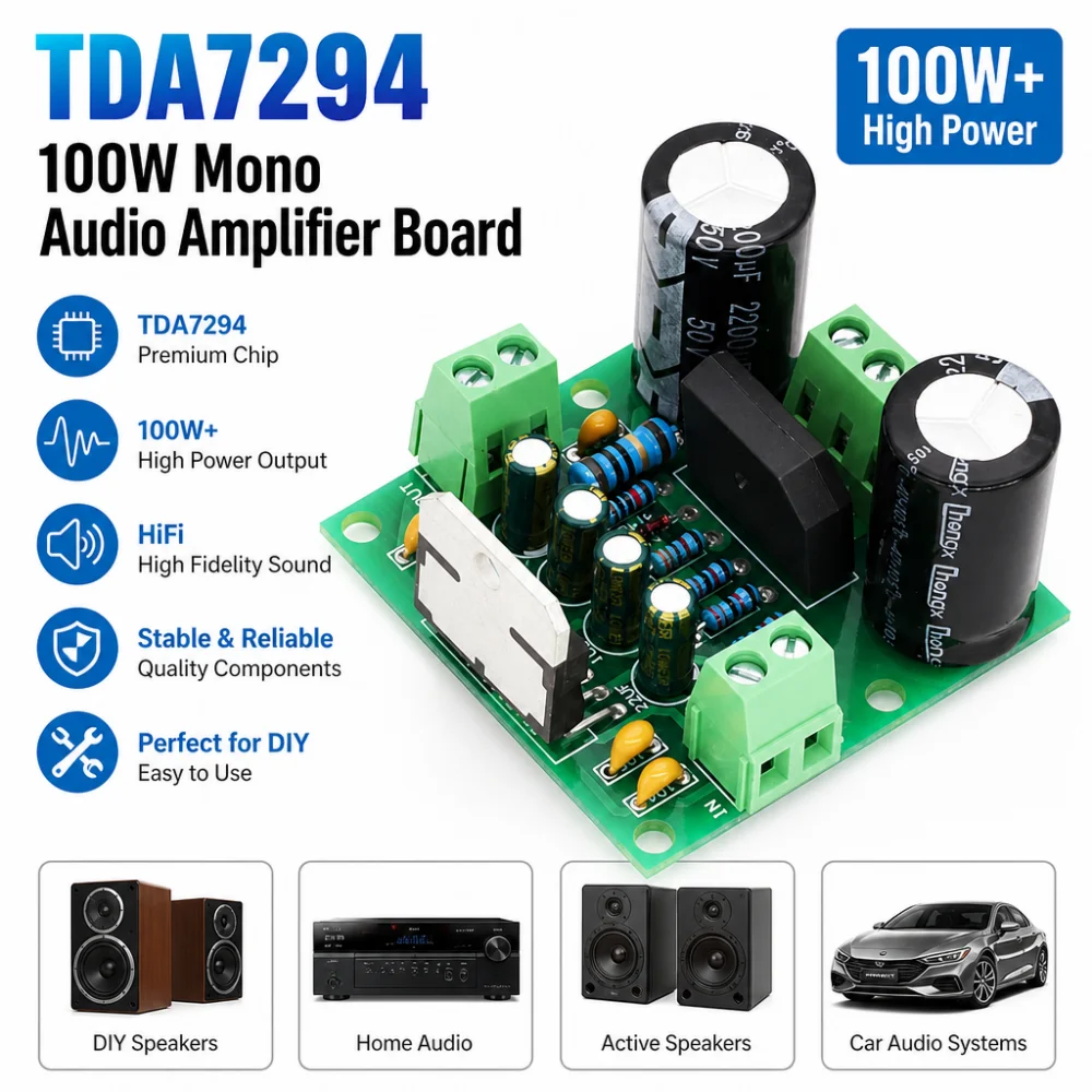 TDA7294 100W Hochleistungs-Mono-Verstärkerplatine Hi-Fi Audiophiles Audio-Verstärkungsmodul Geeignet für DIY-Enthusiasten usw.