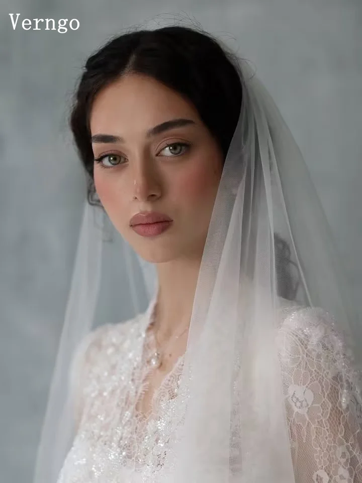 Verngo Luxury Lace Wedding Dress V Neck Full Sleeves Mermaid Bridal Gowns Women Sweep Train Bride Dresses Customized