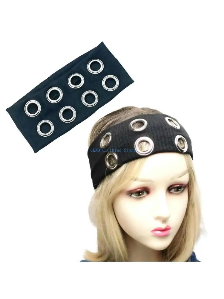 

N0PE Metallic Grunge Elastic Headbands Punk Hairband for Women Men Fashion Enthusiasts