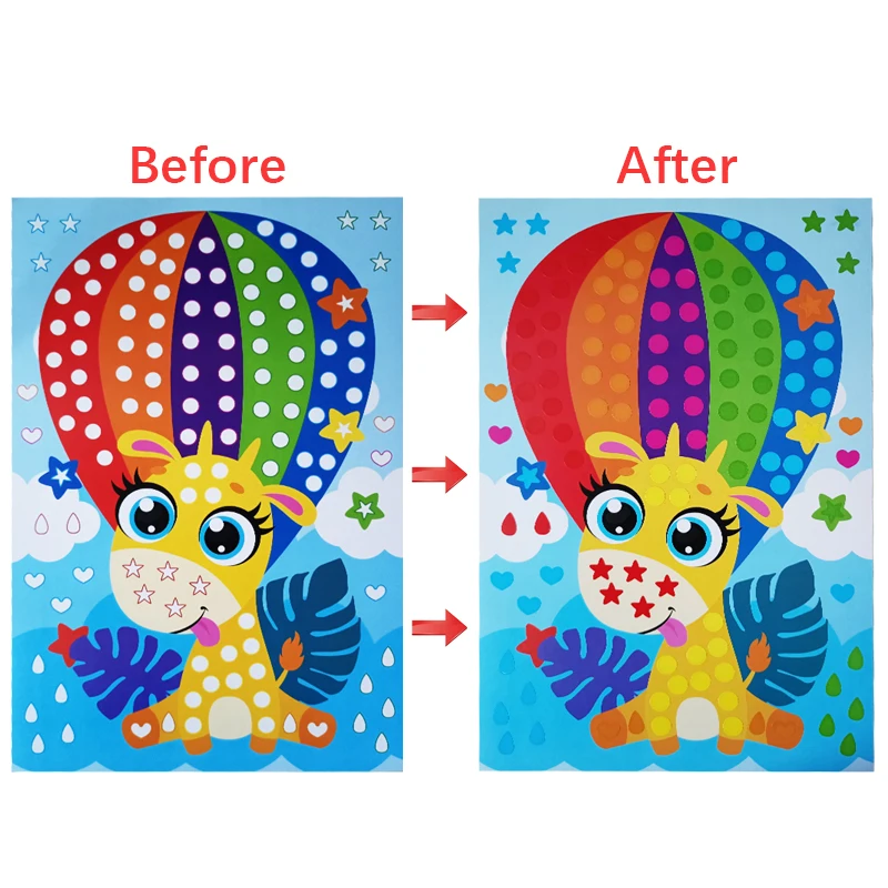 DIY Mosaic Sticker Games Early Learning Education Paint by Sticker Toys Cartoon Princess Animal Cars Space For Girls Boys Gifts