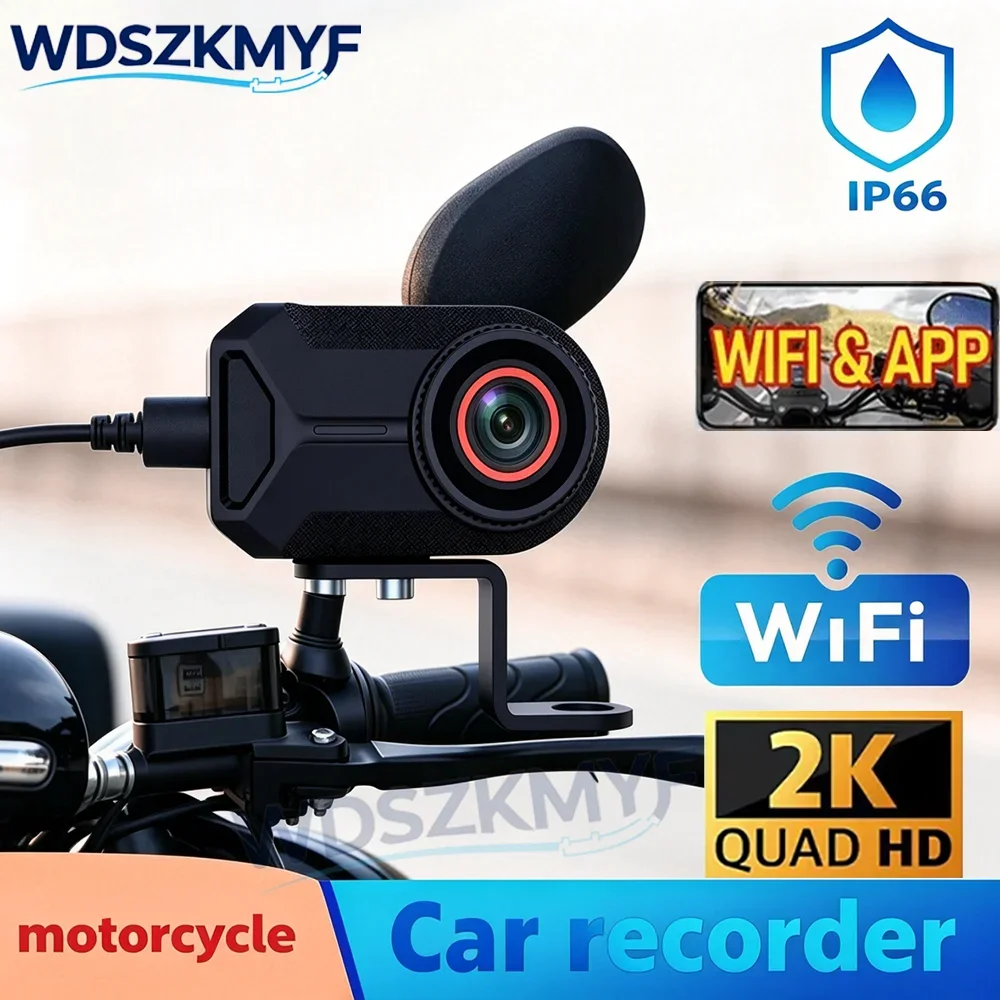 

IP66 Waterproof New 2K QHD Motorcycle DVR Dash Cam Front Motorcycle Driving Recorder WIFI&APP Outdoor Riding Dashcam Motorcycle