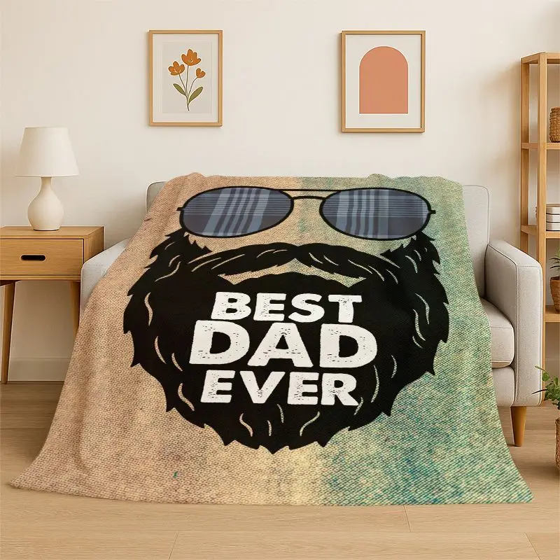 Gift Thanks To My Dad Father Letter Present Flannel Blanket Soft Throw Blanket for Bedroom Living Room Bed Travel Picnic Nap