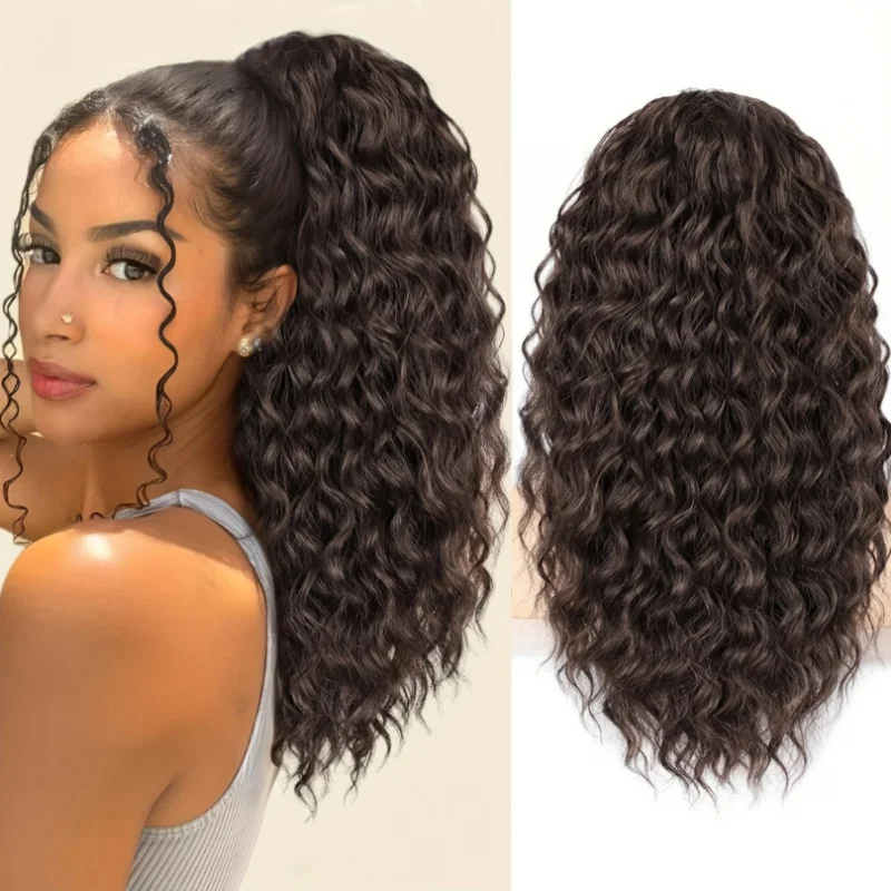 

Наращивание вьющихся хвоста на шнурке — 18-дюймовые синтетические волнистые волосы, для повседневного использования и вечеринок