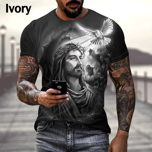 Men Women Christian Fashion 3D T Shirt Harajuku Jesus Cross Short Sleeve Streetwear Personality Tee