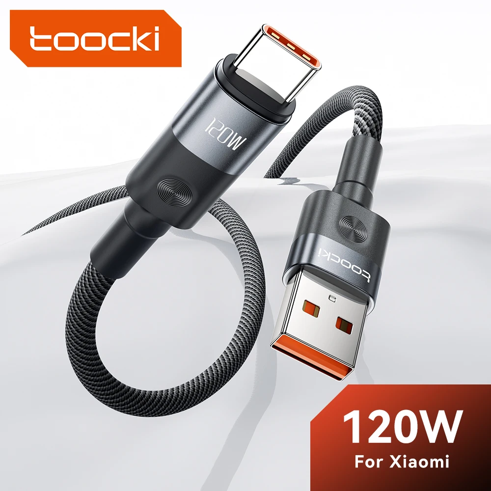 Кабель Toocki 120W Super Charge 6A USB Type C (1/3/5 шт. в упаковке) с золотым логотипом Flash Charge для Xiaomi Mi 17 15 14 Pro X7 Redmi