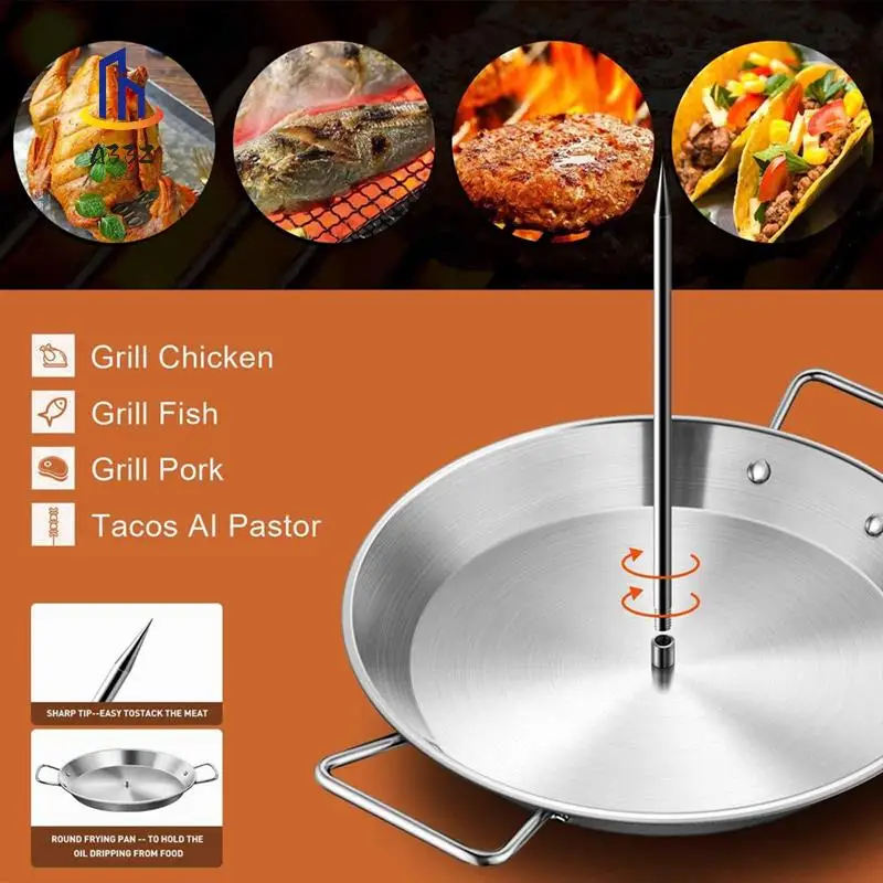 

A33Z-Skewer For Grill, Stainless Steel Vertical Skewer, Brazilian Vertical Spit Stand With 3 Removable Spikes(8/10/12Inch)
