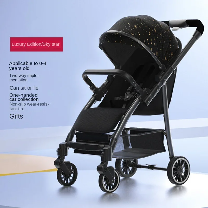 Two-way Seat Stroller Newborn Baby Two-way Seat High Landscape Lightweight Folding Travel Stroller Four-wheeled Baby Stroller