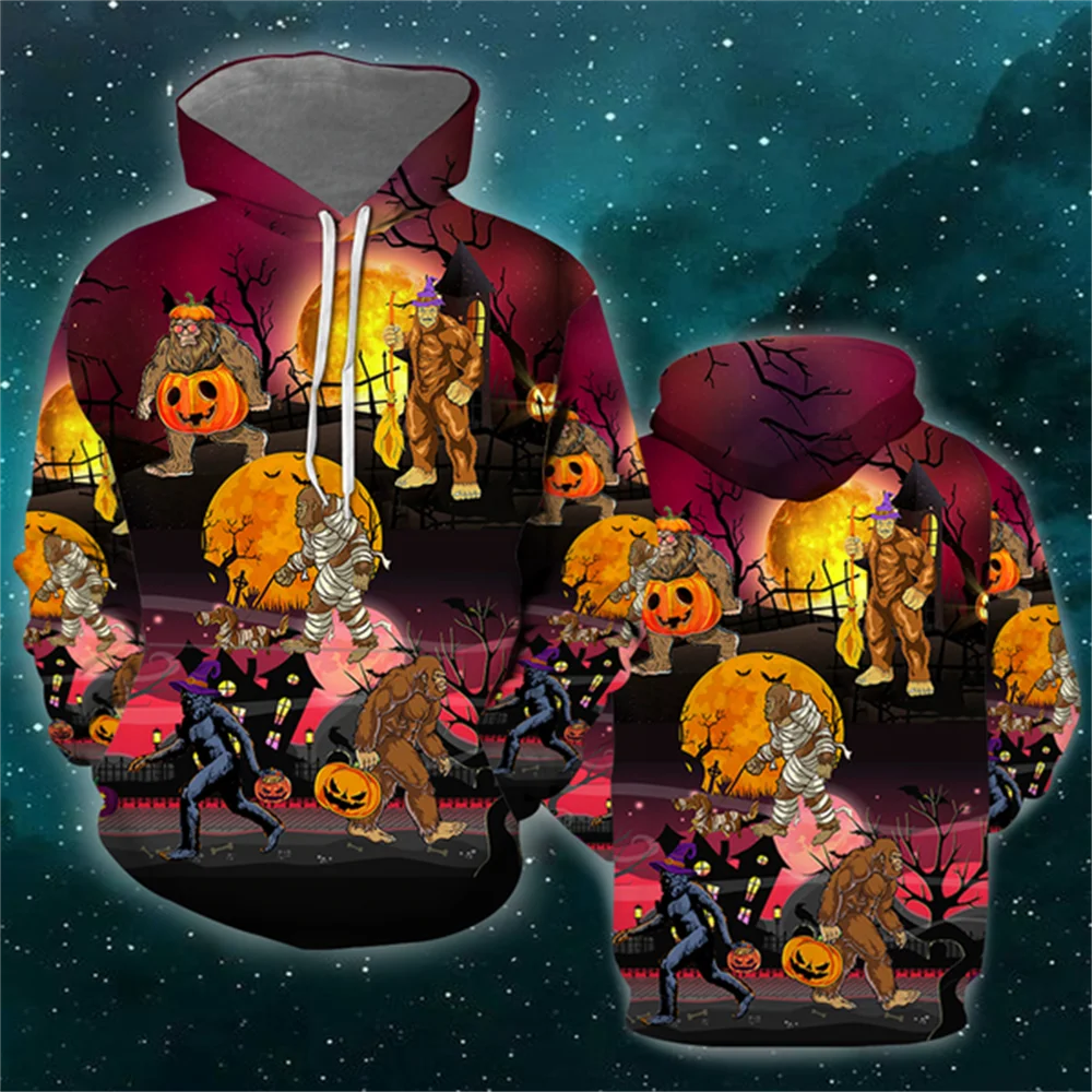 

Halloween Funny Men's Hoodies 3D Pumpkin Ghost Horror Printed Unisex Sweatshirts Autumn And Winter Harajuku Y2k Fashion Pullover