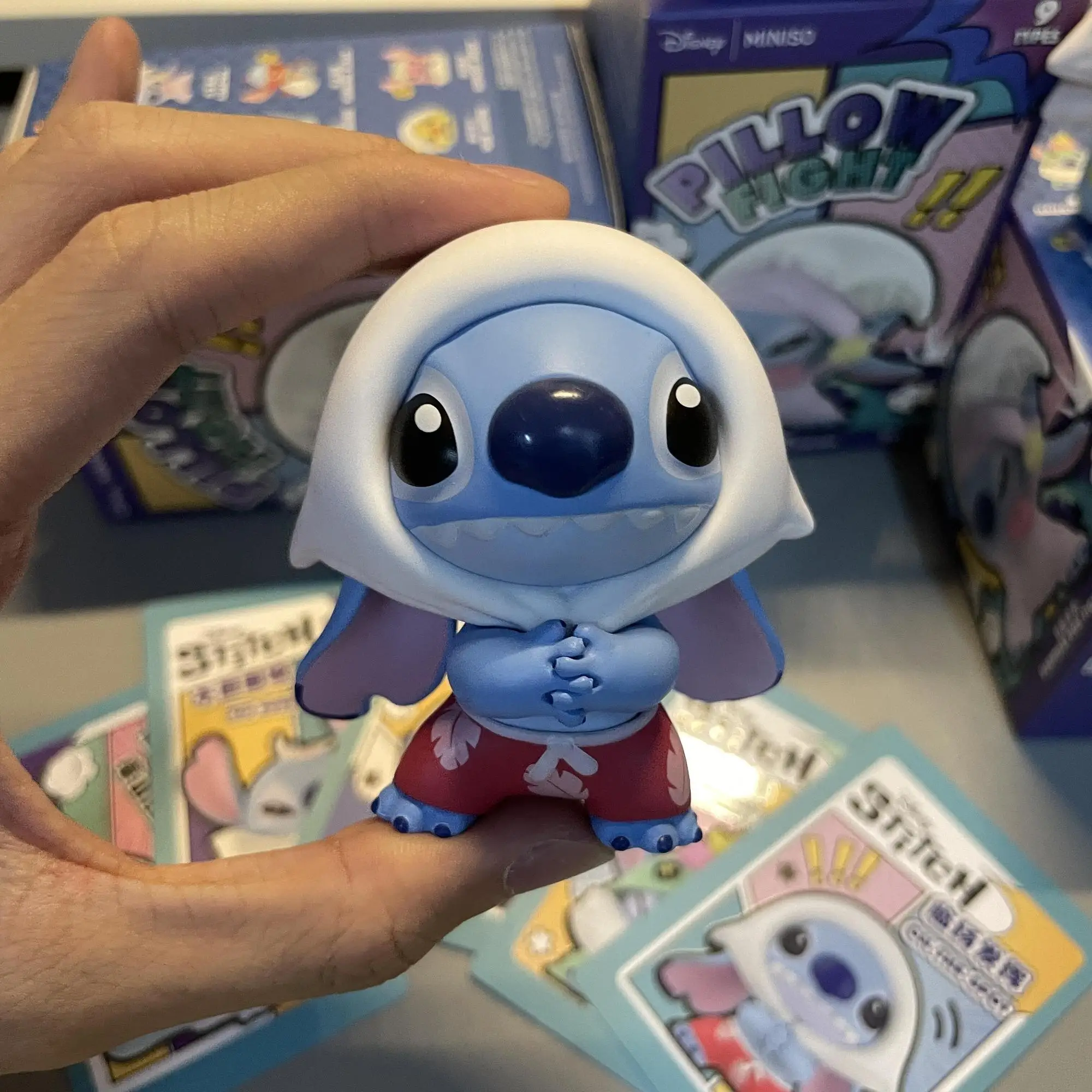 Echte MINISO Disney Stitch Blind Box Kissen Kampf süße trendige Puppe handgemachte Ornament Sammlung Hobby Modell Spielzeug Geschenk