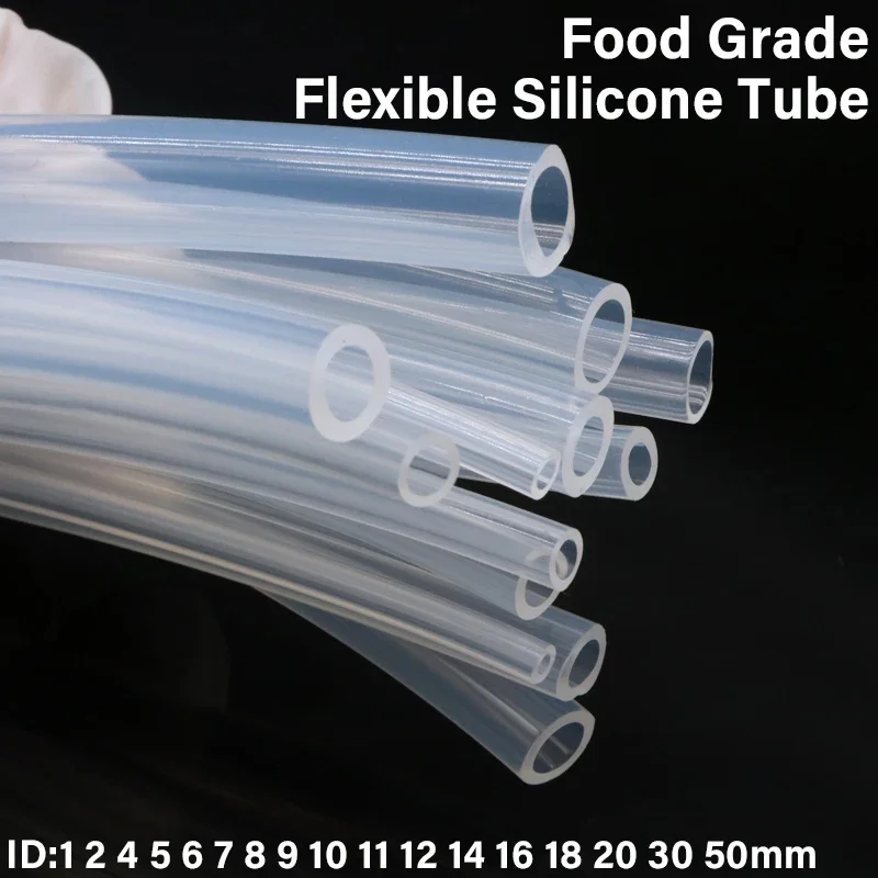 

1m Flexible Silicone Tube Transparent Silicone Rubber Hose Dimaeter 1 2 4 5 6 7 8 9 10 11 12 14 16 18 20 30 50mm Tube Food Grade