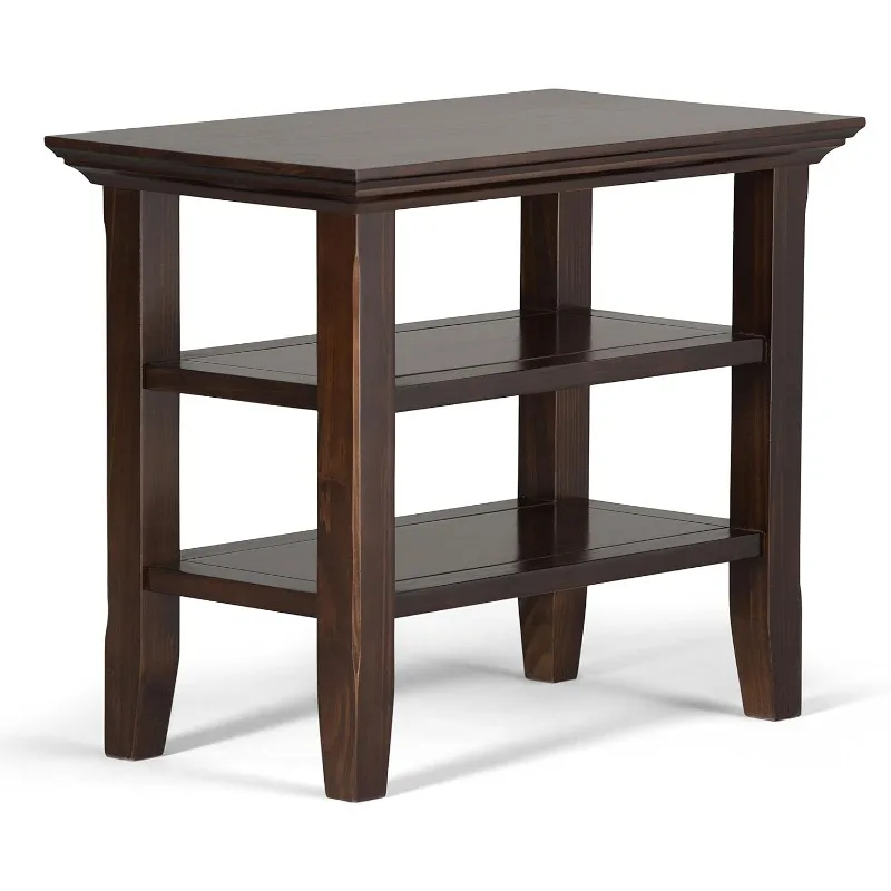 

Acadian 14-inch Wide Solid Wood Narrow End Table in Brunette Brown, Transitional-Style Side Table for Living Room, Bedroom