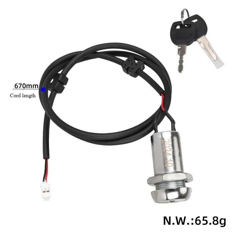 Original KuKirin G4 Electric Scooter Ignition Lock Assembly | Start Switch Key Cylinder with 670mm Line | Official Scooter Parts