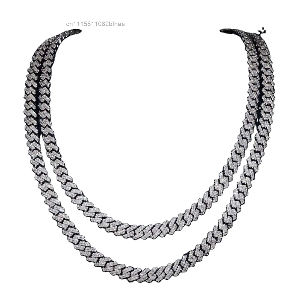 Factory Wholesale Miami Cuban Link Chain 8mm 20 Inch Gold Plated 925 Sterling Silver Moissanite Iced Necklace Unisex Hip Party，